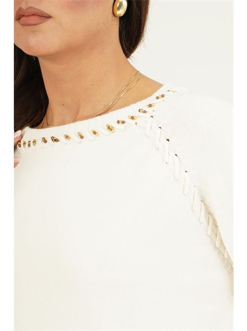 Maglia con applicazioni GM by Gai Mattiolo | GM4318ACCBURRO